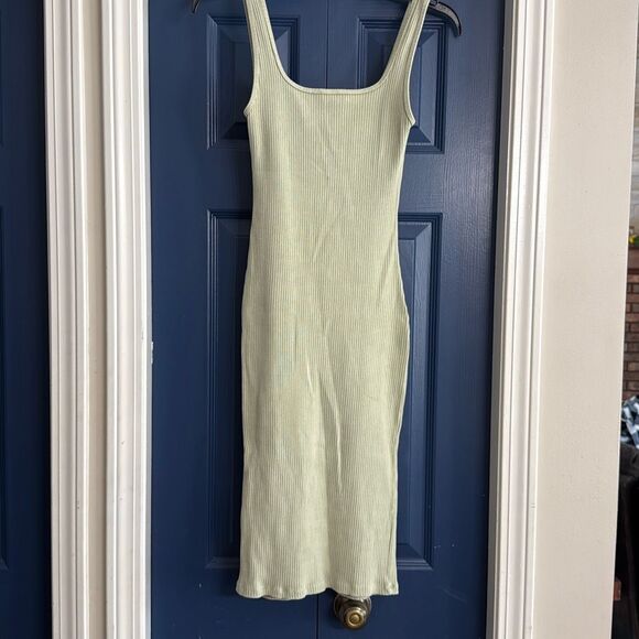 Aritzia Wilfred Free Murdock Ribbed Dress Silent Storm Green Size XXS - Picture 2 of 6